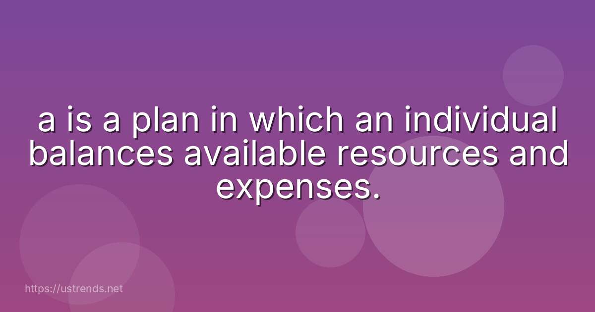 a is a plan in which an individual balances available resources and expenses.