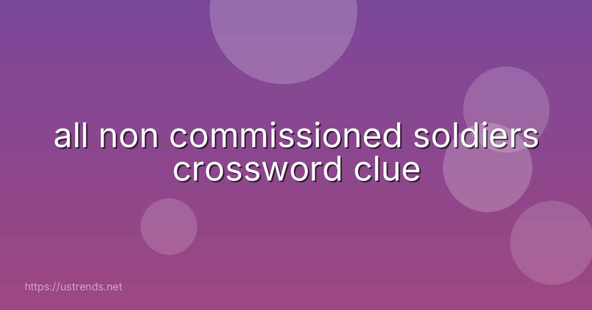 all non commissioned soldiers crossword clue