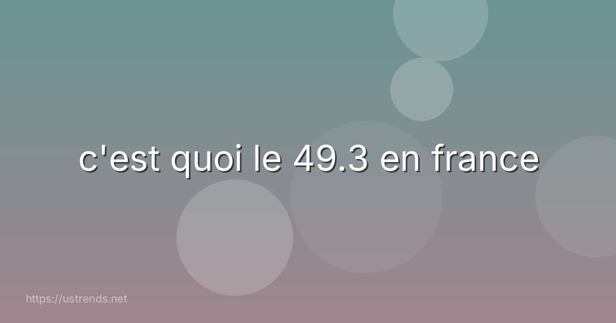 c'est quoi le 49.3 en france