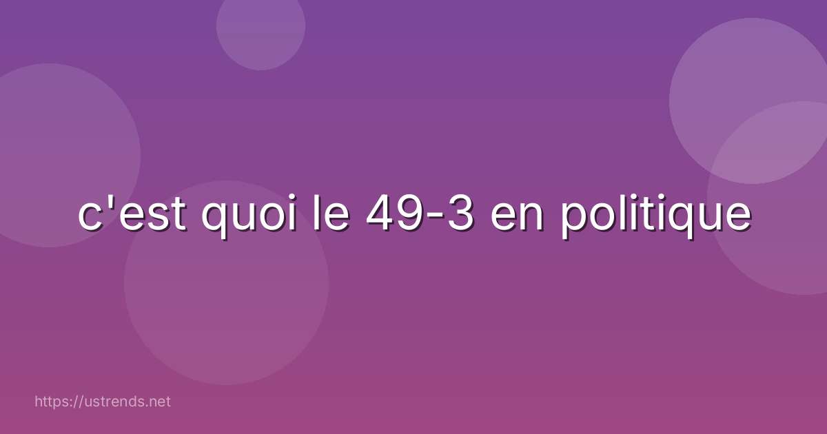 c'est quoi le 49-3 en politique