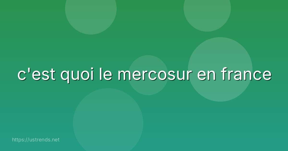 c'est quoi le mercosur en france