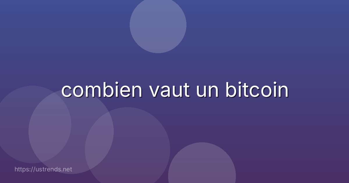 combien vaut un bitcoin
