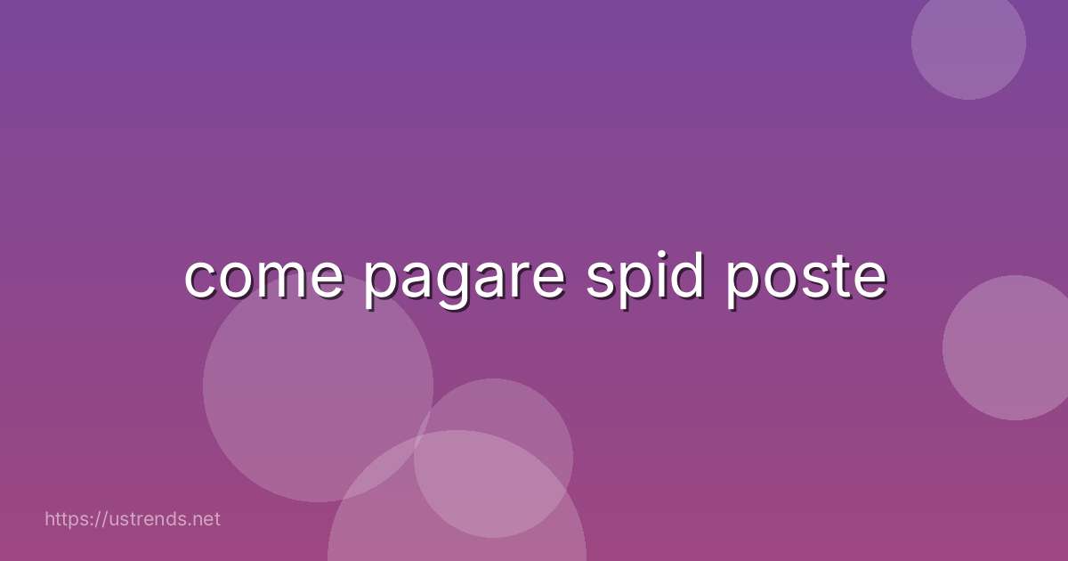 come pagare spid poste