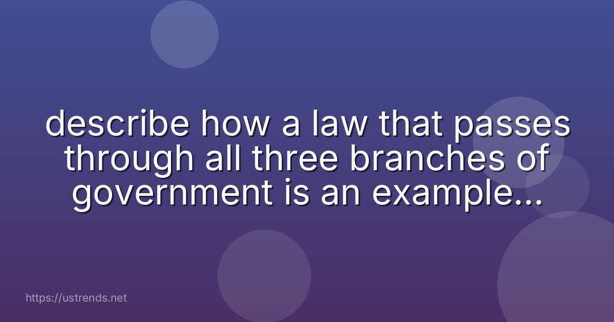 describe how a law that passes through all three branches of government is an example of checks and balances.
