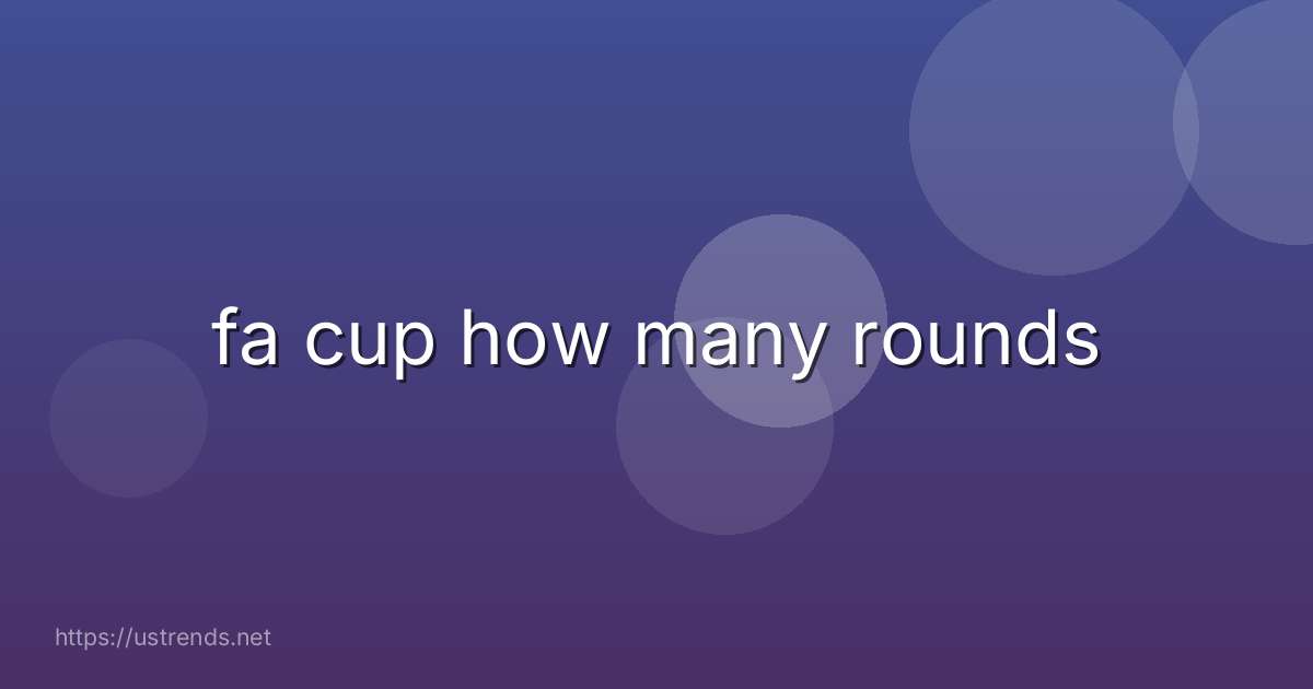 fa cup how many rounds