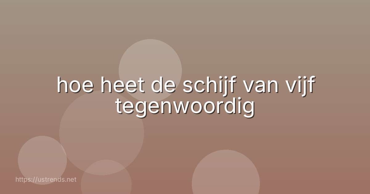 hoe heet de schijf van vijf tegenwoordig
