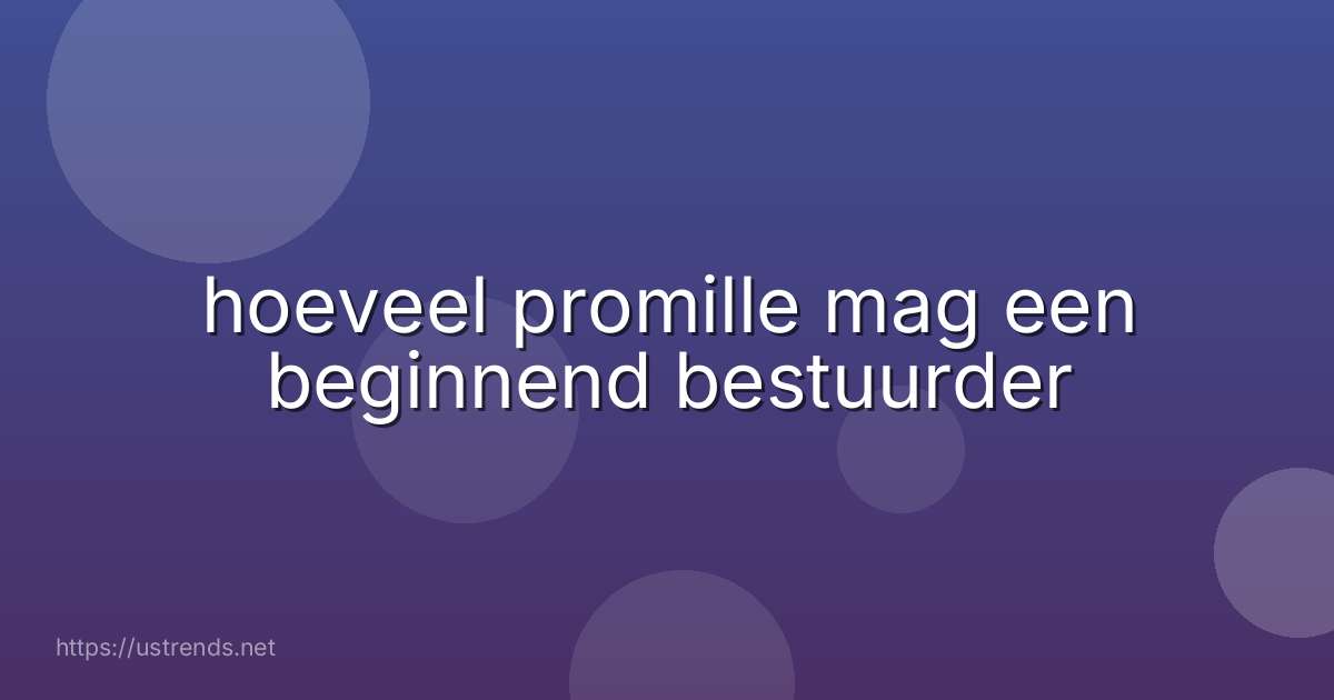 hoeveel promille mag een beginnend bestuurder