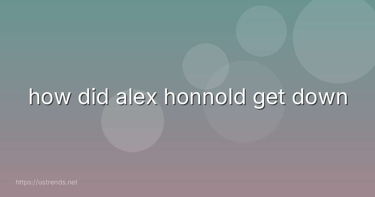 how did alex honnold get down