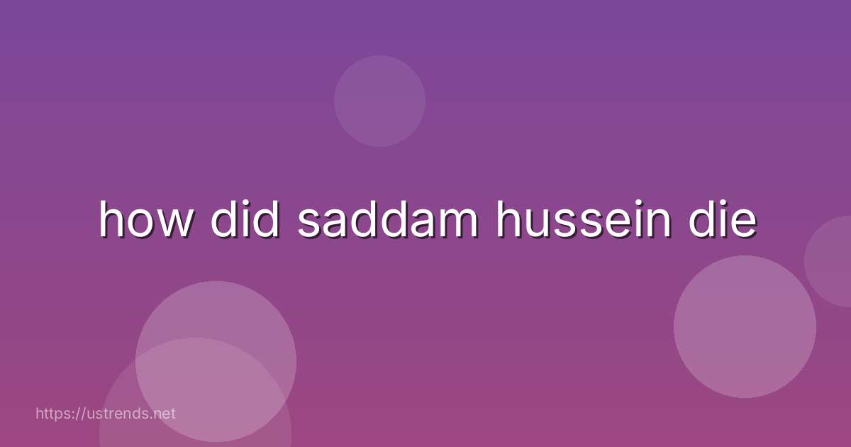 how did saddam hussein die