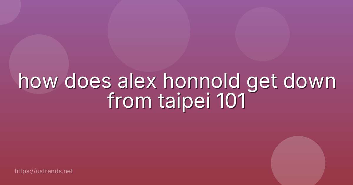 how does alex honnold get down from taipei 101