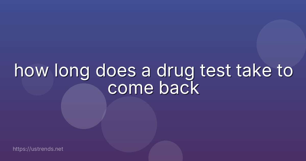 how long does a drug test take to come back