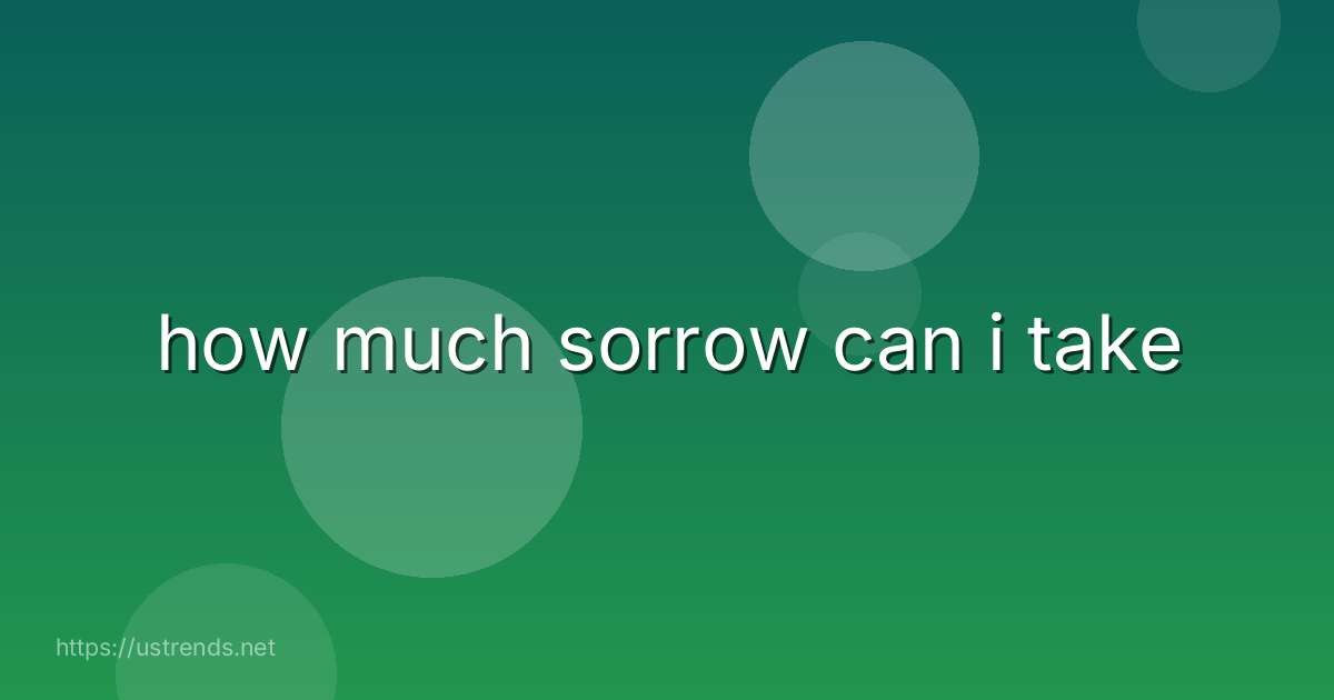 how much sorrow can i take