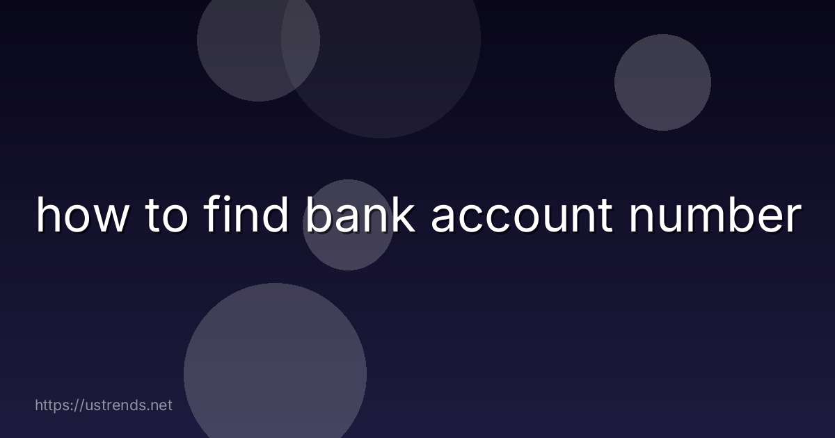 how to find bank account number