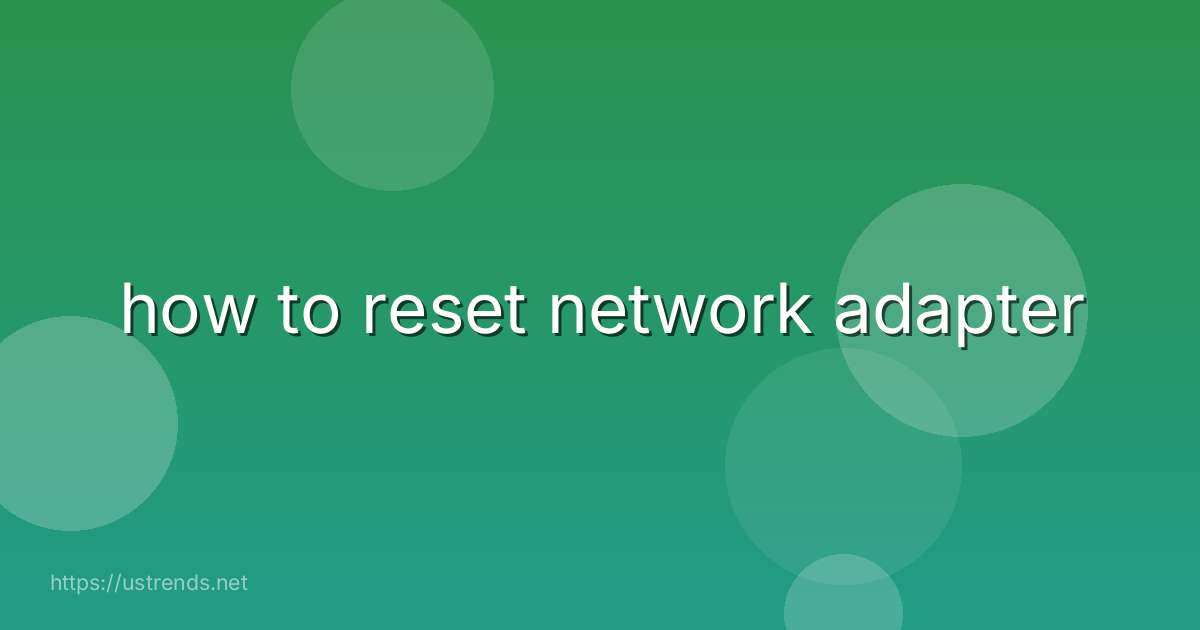 how to reset network adapter