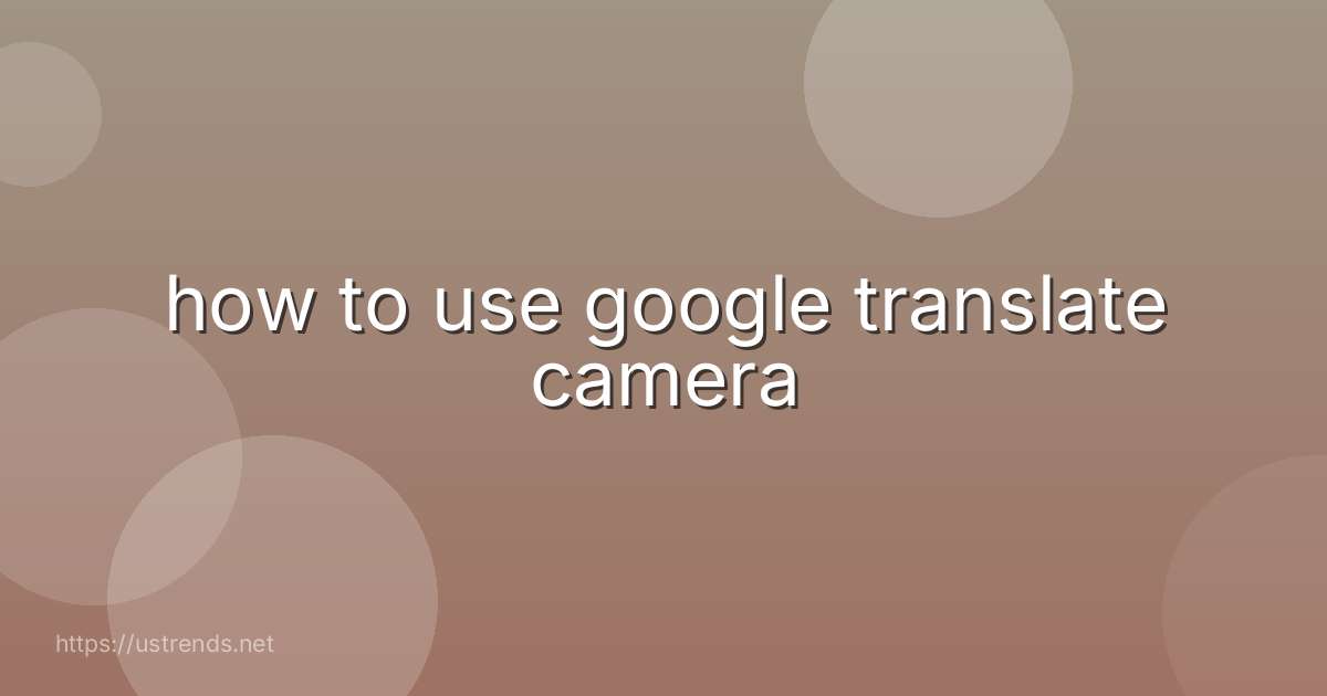 how to use google translate camera