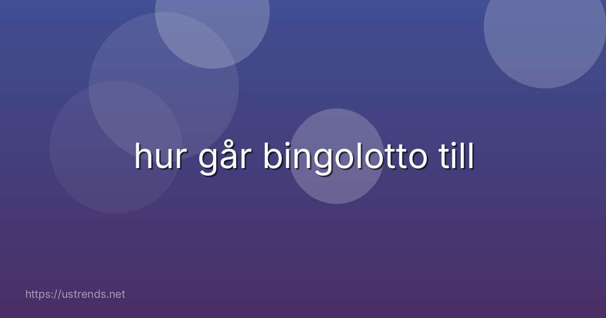 hur går bingolotto till