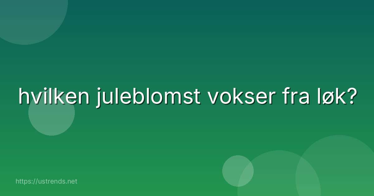 hvilken juleblomst vokser fra løk?