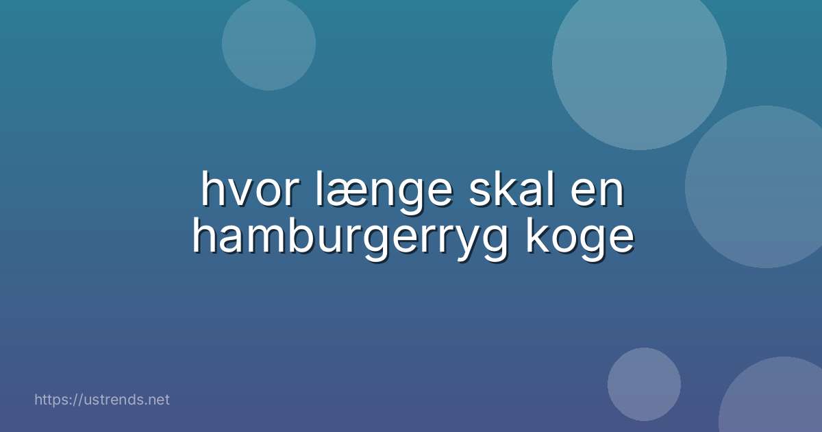 hvor længe skal en hamburgerryg koge