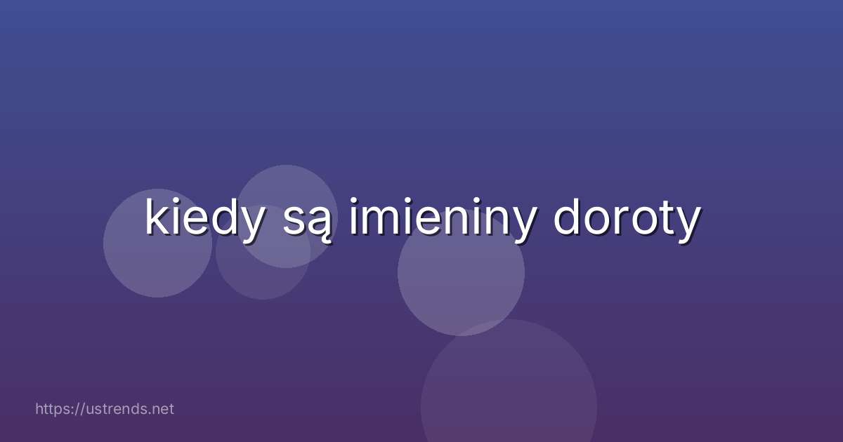 kiedy są imieniny doroty
