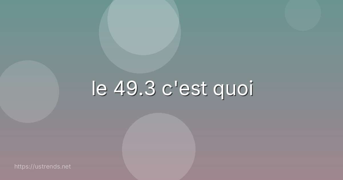 le 49.3 c'est quoi