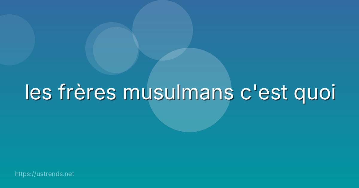 les frères musulmans c'est quoi