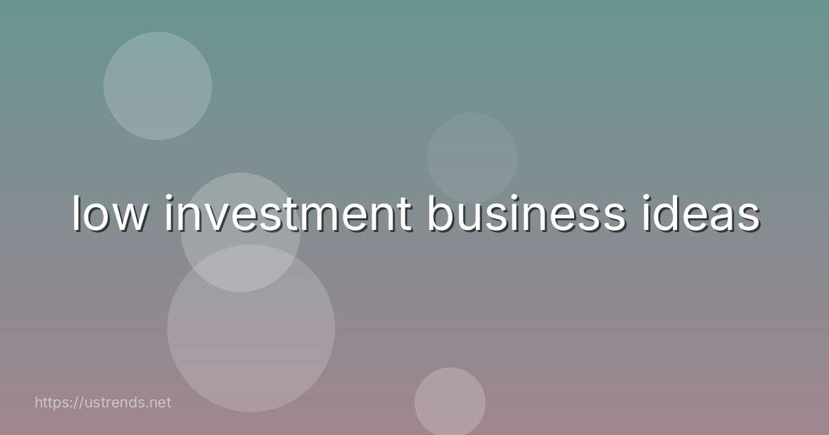 low investment business ideas
