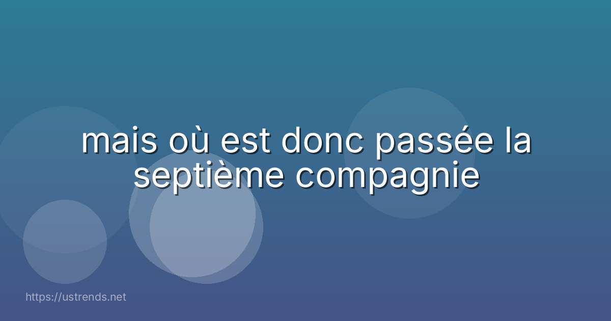 mais où est donc passée la septième compagnie