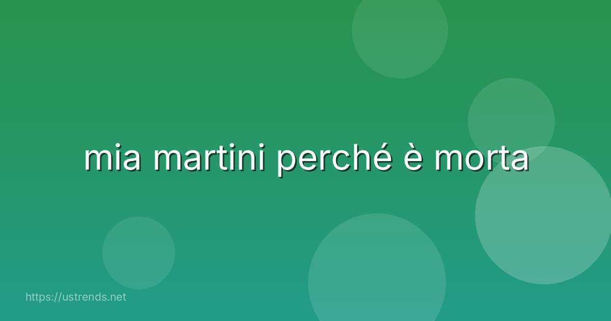 mia martini perché è morta