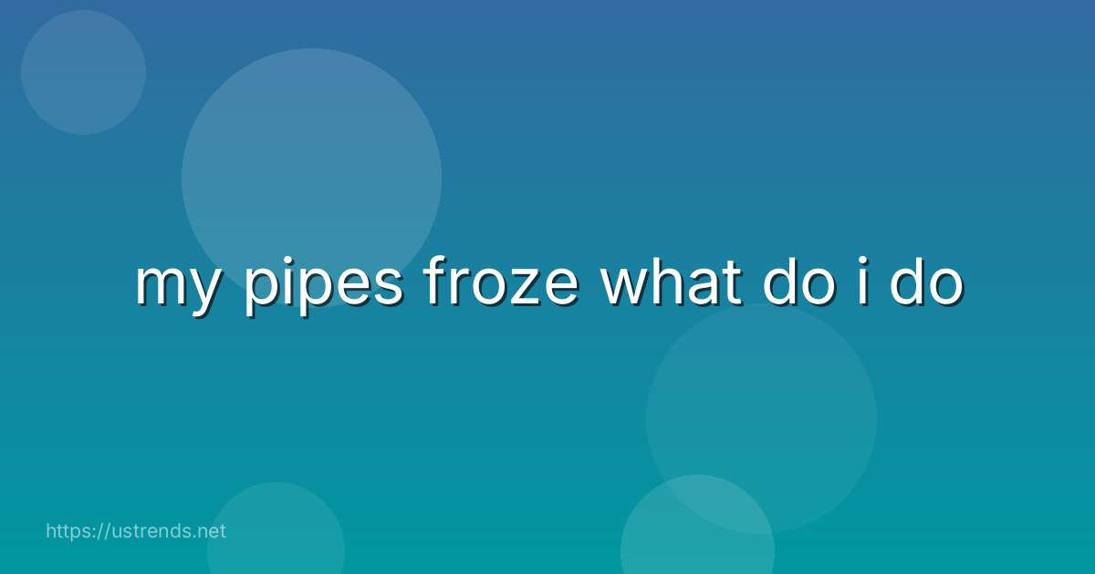 my pipes froze what do i do