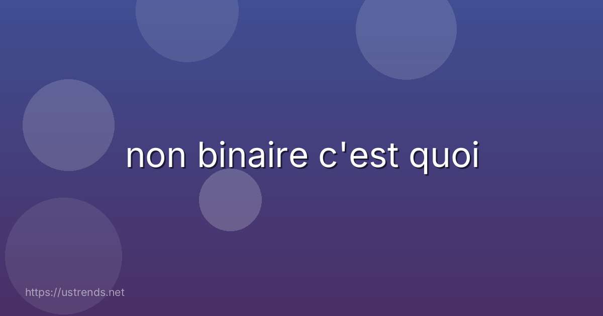 non binaire c'est quoi