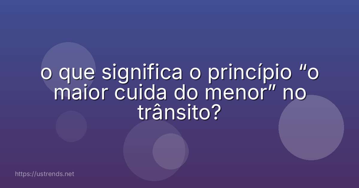 o que significa o princípio “o maior cuida do menor” no trânsito?