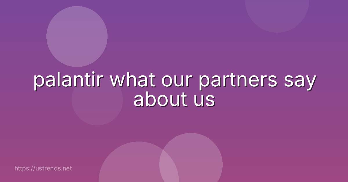 palantir what our partners say about us