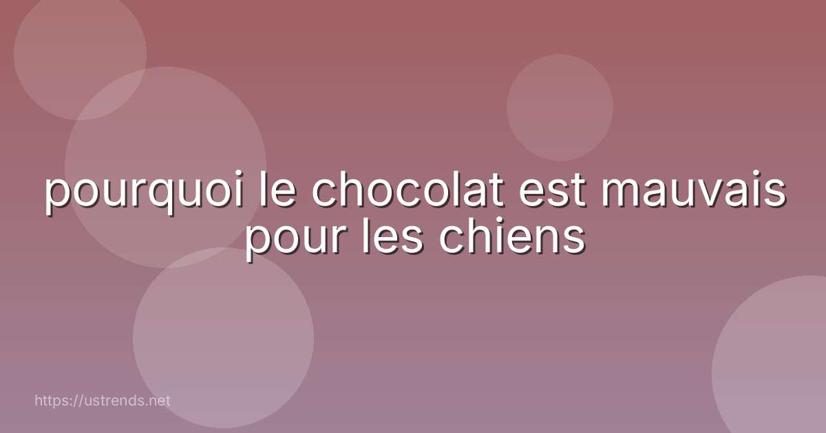 pourquoi le chocolat est mauvais pour les chiens