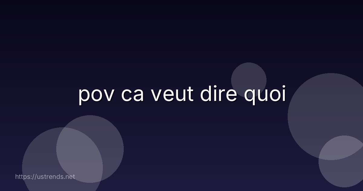 pov ca veut dire quoi