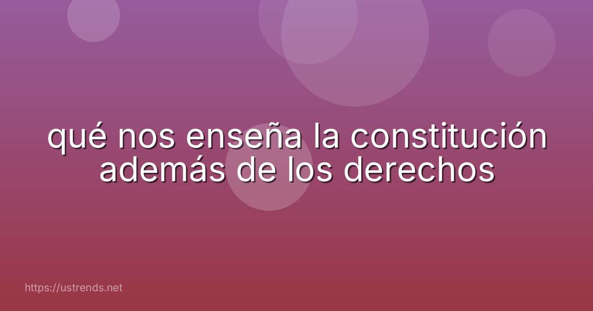 qué nos enseña la constitución además de los derechos