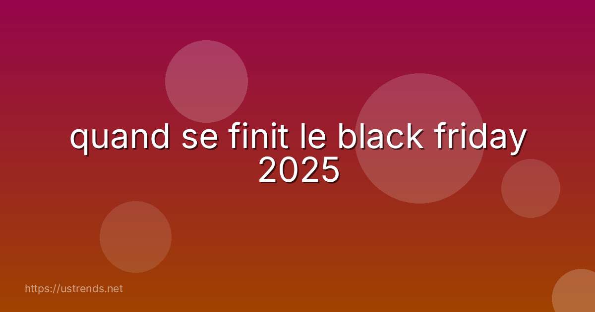 quand se finit le black friday 2025