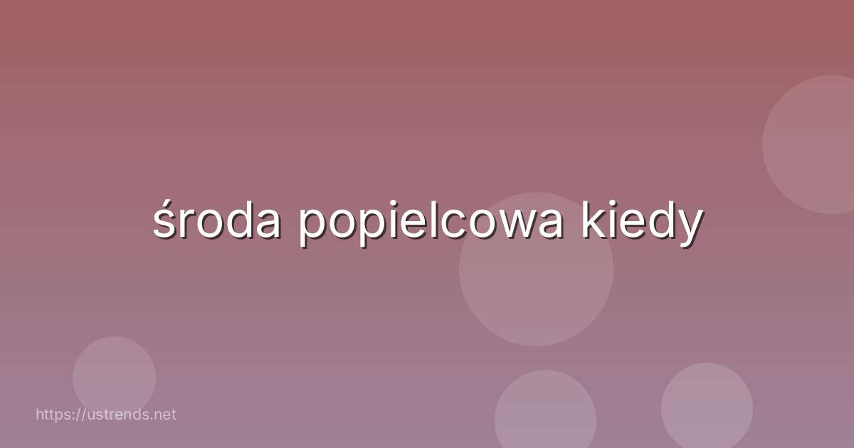 środa popielcowa kiedy