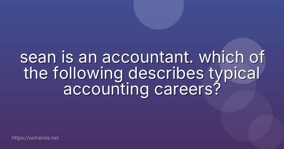 sean is an accountant. which of the following describes typical accounting careers?