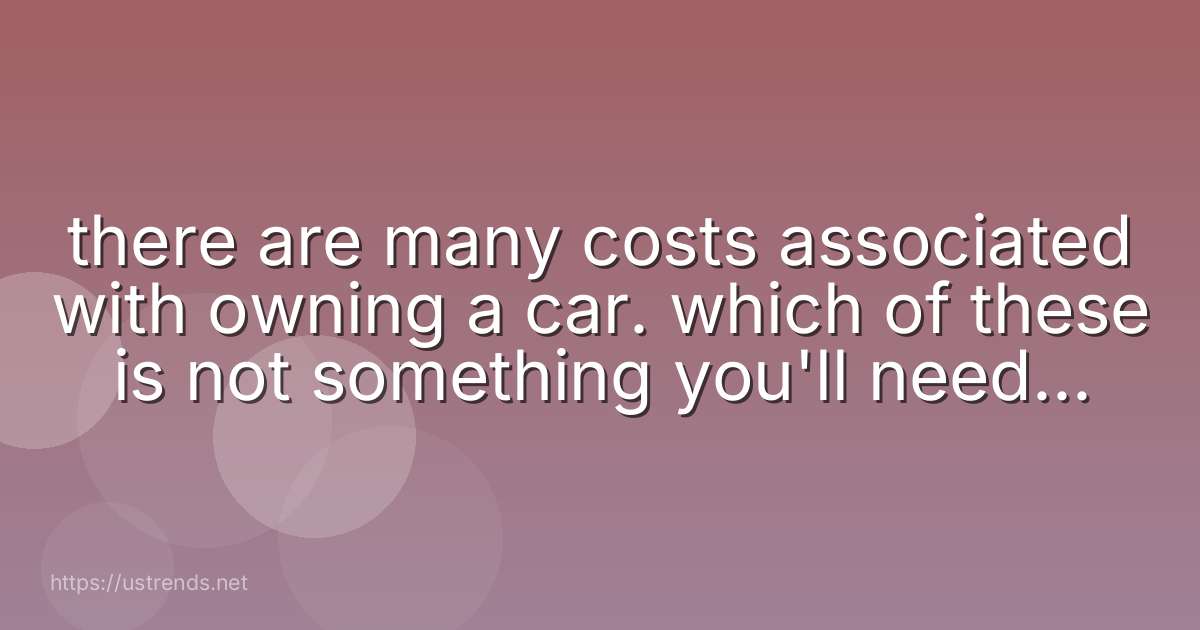 there are many costs associated with owning a car. which of these is not something you'll need to pay for?