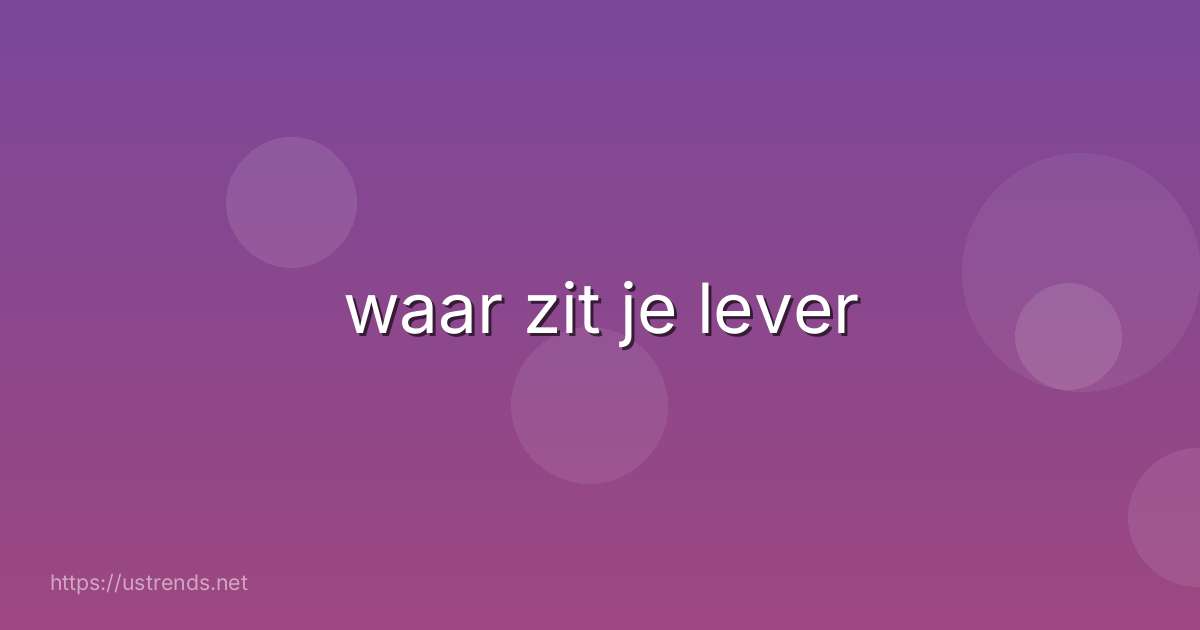 waar zit je lever