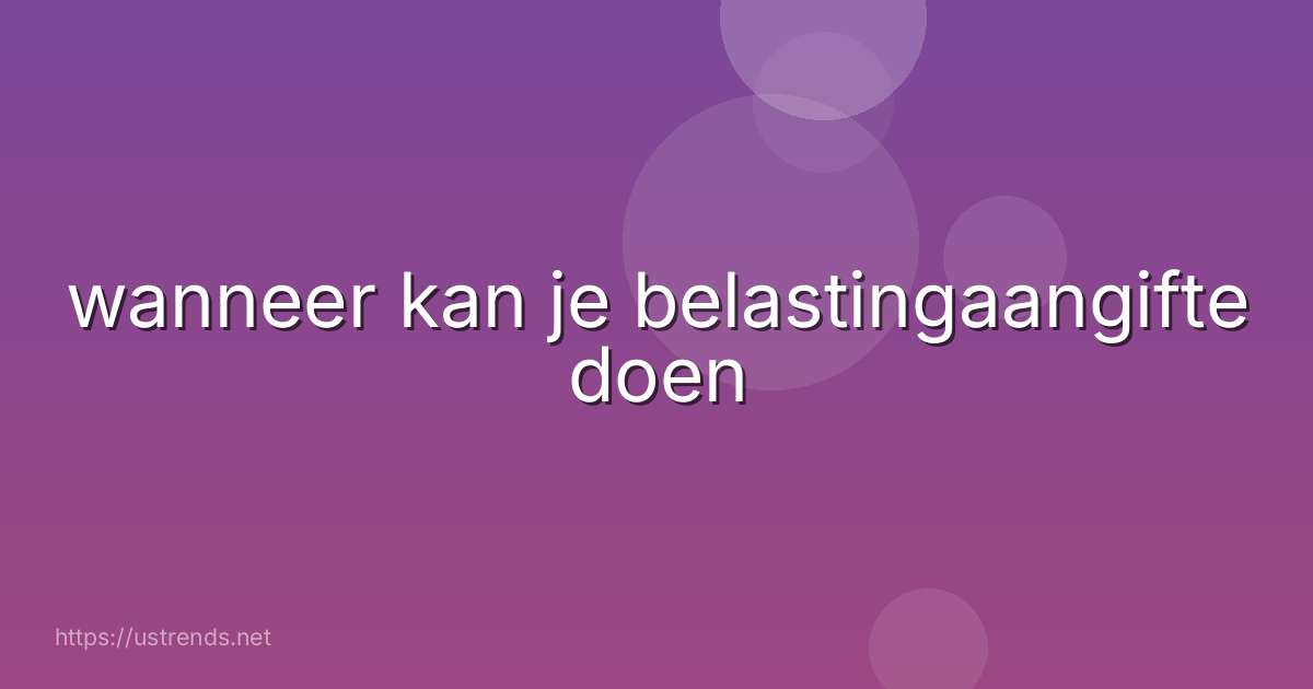wanneer kan je belastingaangifte doen