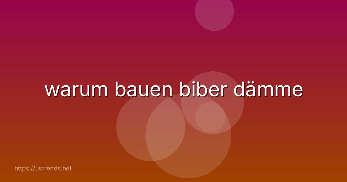 warum bauen biber dämme