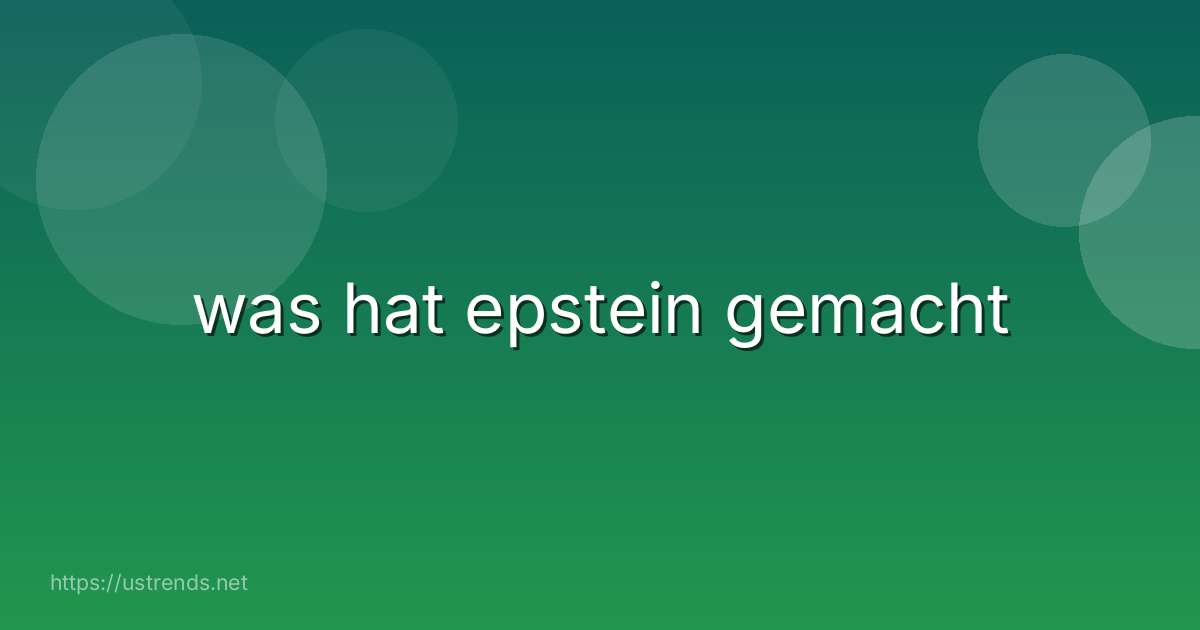 was hat epstein gemacht