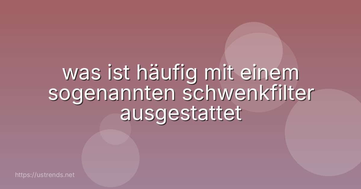 was ist häufig mit einem sogenannten schwenkfilter ausgestattet