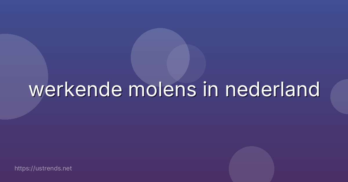 werkende molens in nederland