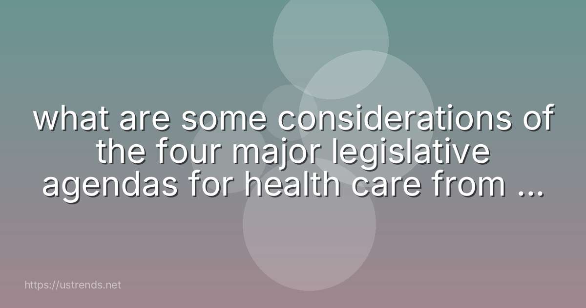 what are some considerations of the four major legislative agendas for health care from the ana?