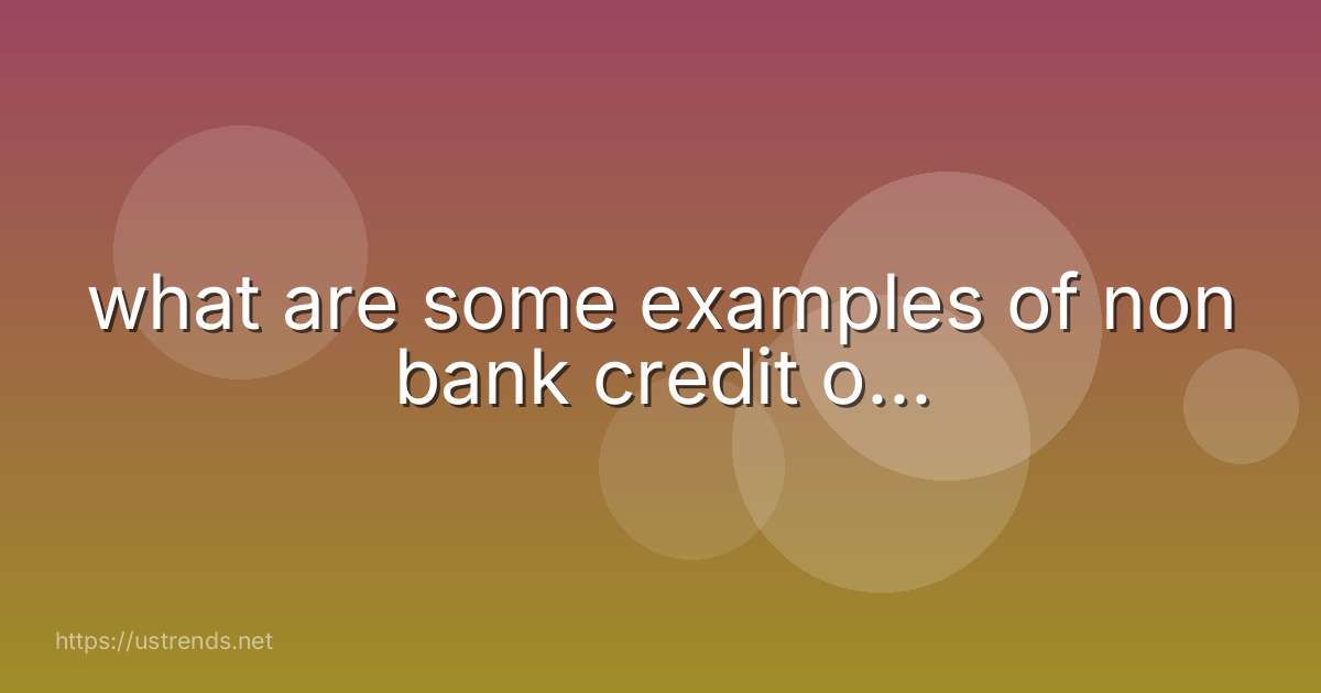 what are some examples of non bank credit o...