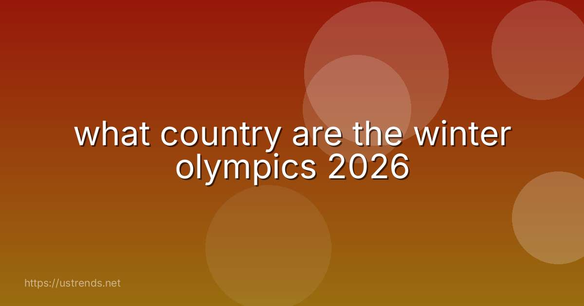 what country are the winter olympics 2026
