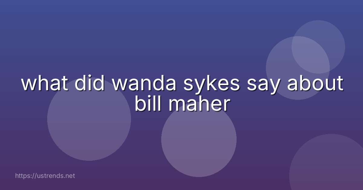 what did wanda sykes say about bill maher