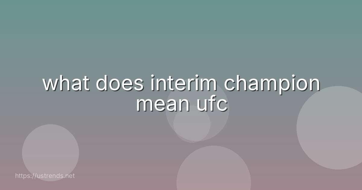 what does interim champion mean ufc